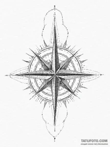 Wind rose, tattoo drawing outline, dotwork sh... - эскиз тату (№1755621309_0, 19.08.2025 16:35) — Tatufoto.com
