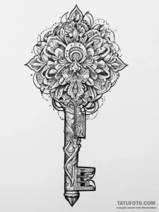 Tattoo design a key, intricate and strong, re... - эскиз тату (№1755622559_0, 19.08.2025 16:55) — Tatufoto.com
