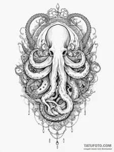 Kraken, tattoo drawing outline, on a clean wh... - эскиз тату (№1755625985_0, 19.08.2025 17:53) — Tatufoto.com