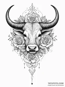 Tattoo design a taurus bull's silhouette in s... - эскиз тату (№1755626808_0, 19.08.2025 18:06) — Tatufoto.com