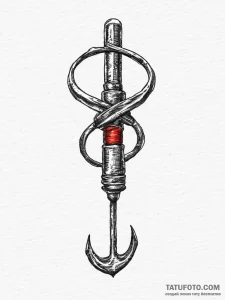 Tattoo sketch a stylized grappling hook, symb... - эскиз тату (№1755627428_0, 19.08.2025 18:17) — Tatufoto.com
