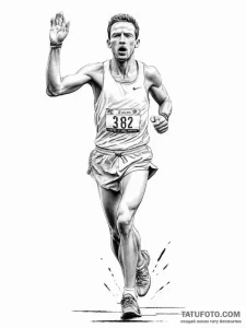 A portrait of a marathon runner crossing the... - эскиз тату (№1755628887_0, 19.08.2025 18:41) — Tatufoto.com