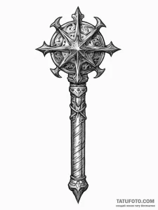 Tattoo sketch a medieval mace with a simple,... - эскиз тату (№1755631577_0, 19.08.2025 19:26) — Tatufoto.com