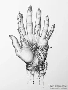 Tattoo design a human hand merged with metall... - эскиз тату (№1755632406_0, 19.08.2025 19:40) — Tatufoto.com