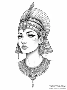 Cleopatra, ink illustration for tattoo, muted... - эскиз тату (№1755633431_0, 19.08.2025 19:57) — Tatufoto.com