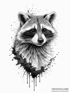 Raccoon, tattoo line art, watercolor tattoo s... - эскиз тату (№1755634047_0, 19.08.2025 20:07) — Tatufoto.com