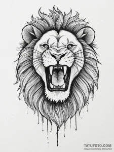Tattoo sketch a lion roaring after a successf... - эскиз тату (№1755636108_0, 19.08.2025 20:41) — Tatufoto.com