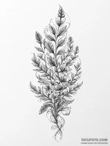 Tattoo sketch a minimalist lavender sprig, fo... - эскиз тату (№1755637348_0, 19.08.2025 21:02) — Tatufoto.com