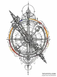 Sextant, concept art for tattoo, vibrant colo... - эскиз тату (№1755637556_0, 19.08.2025 21:05) — Tatufoto.com