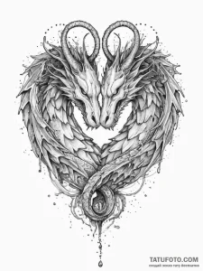 Tattoo sketch a guardian dragon coiled around... - эскиз тату (№1755641483_0, 19.08.2025 22:11) — Tatufoto.com