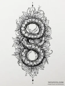 Tattoo sketch a stylized serpent, elegant and... - эскиз тату (№1755641888_0, 19.08.2025 22:18) — Tatufoto.com