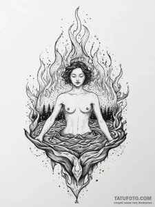 Tattoo design: a depiction of the ritual burn... - эскиз тату (№1755642719_0, 19.08.2025 22:31) — Tatufoto.com