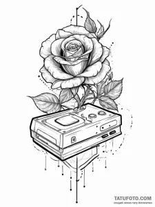 Tattoo sketch a vintage video game console wi... - эскиз тату (№1755643754_0, 19.08.2025 22:49) — Tatufoto.com