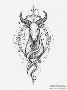Tattoo design a zodiac animal with a subtle m... - эскиз тату (№1755643965_0, 19.08.2025 22:52) — Tatufoto.com