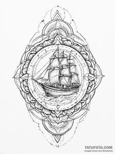 A ship sailing on a sea of sand, tattoo sketc... - эскиз тату (№1755646455_0, 19.08.2025 23:34) — Tatufoto.com