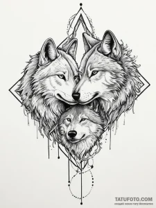 Tattoo sketch a wolf head (male) and a wolfes... - эскиз тату (№1755646665_0, 19.08.2025 23:37) — Tatufoto.com