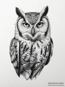 Owl, concept art for tattoo, muted color pale... - эскиз тату (№1755647906_0, 19.08.2025 23:58) — Tatufoto.com