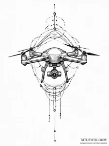 Tattoo sketch a stylized drone silhouette wit... - эскиз тату (№1755651155_0, 20.08.2025 00:52) — Tatufoto.com