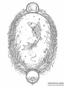 Tattoo design pisces fish with the "moon" tar... - эскиз тату (№1755651569_0, 20.08.2025 00:59) — Tatufoto.com