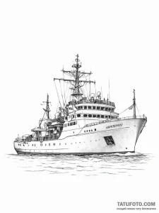 A shot of a research vessel in the antarctic. - эскиз тату (№1755651983_0, 20.08.2025 01:06) — Tatufoto.com