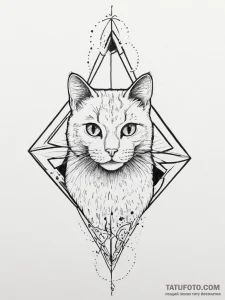 Tattoo design a silhouette of a cat, with a c... - эскиз тату (№1755662202_0, 20.08.2025 03:56) — Tatufoto.com