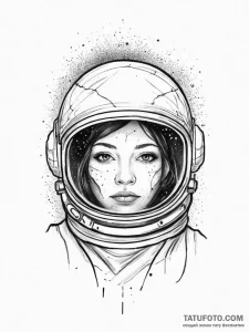 Astronaut with a cracked helmet revealing a g... - эскиз тату (№1755662598_0, 20.08.2025 04:03) — Tatufoto.com