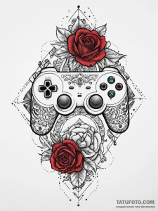 Tattoo sketch a game controller with tribal p... - эскиз тату (№1755663058_0, 20.08.2025 04:10) — Tatufoto.com