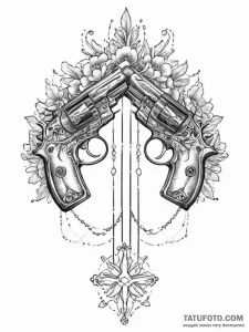 Tattoo design a pair of crossed antique pisto... - эскиз тату (№1755664078_0, 20.08.2025 04:27) — Tatufoto.com