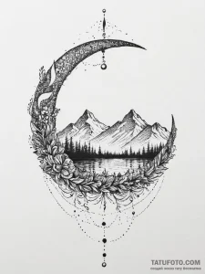 A design of veles's horns forming a crescent... - эскиз тату (№1755665068_0, 20.08.2025 04:44) — Tatufoto.com