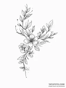 Tattoo sketch a tiny floral branch on the col... - эскиз тату (№1755667242_0, 20.08.2025 05:20) — Tatufoto.com