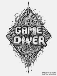 Tattoo sketch a "game over" message made of f... - эскиз тату (№1755670002_0, 20.08.2025 06:06) — Tatufoto.com
