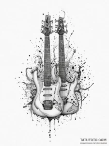 Tattoo design two stylized hands playing inst... - эскиз тату (№1755670591_0, 20.08.2025 06:16) — Tatufoto.com