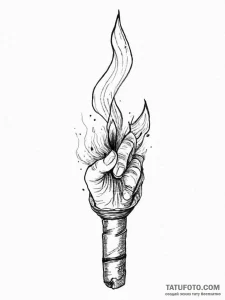 A single burning match, ink illustration for... - эскиз тату (№1755696921_0, 20.08.2025 13:35) — Tatufoto.com