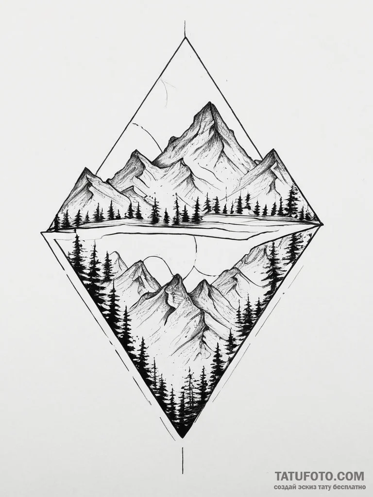 Tattoo sketch a minimalist mountain range spl... - эскиз тату (№1755703666_0, 20.08.2025 15:27) — Tatufoto.com