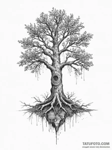 Tattoo design a single, strong oak tree with... - эскиз тату (№1755703868_0, 20.08.2025 15:31) — Tatufoto.com