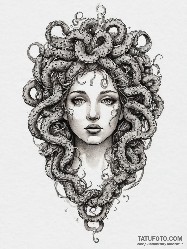 Medusa (full figure, not just the head), tatt... - эскиз тату (№1755704907_0, 20.08.2025 15:48) — Tatufoto.com