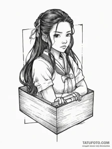 Nezuko in her box from demon slayer, tattoo l... - эскиз тату (№1755705117_0, 20.08.2025 15:51) — Tatufoto.com