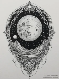 Tattoo design a dark sky with a powerful, glo... - эскиз тату (№1755705524_0, 20.08.2025 15:58) — Tatufoto.com