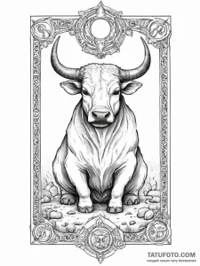 Tattoo design a taurus bull with the "hieroph... - эскиз тату (№1755705729_0, 20.08.2025 16:02) — Tatufoto.com