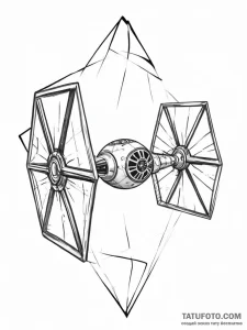 A tie fighter, tattoo sketch design, on a cle... - эскиз тату (№1755706970_0, 20.08.2025 16:22) — Tatufoto.com