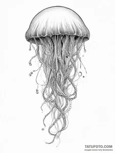 Tattoo sketch a delicate, ethereal jellyfish... - эскиз тату (№1755709243_0, 20.08.2025 17:00) — Tatufoto.com