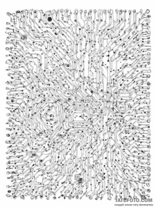 A close-up of a circuit board, showing the in... - эскиз тату (№1755710716_0, 20.08.2025 17:25) — Tatufoto.com