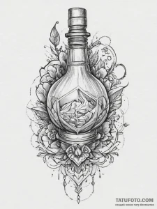 Tattoo sketch a stylized potion belt with var... - эскиз тату (№1755710922_0, 20.08.2025 17:28) — Tatufoto.com