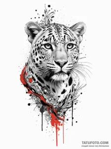 Leopard, concept art for tattoo, on a clean w... - эскиз тату (№1755711737_0, 20.08.2025 17:42) — Tatufoto.com