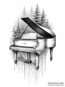 A grand piano with its keys turning into a wa... - эскиз тату (№1755712148_0, 20.08.2025 17:49) — Tatufoto.com