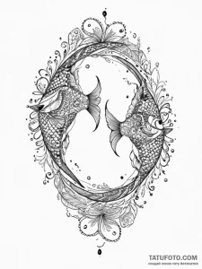 Tattoo design pisces fish, one in dotwork, th... - эскиз тату (№1755712966_0, 20.08.2025 18:02) — Tatufoto.com