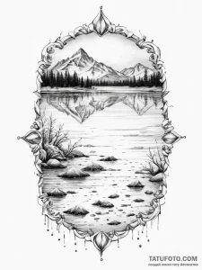 A close-up of the patterns on a frozen lake's... - эскиз тату (№1755714224_0, 20.08.2025 18:23) — Tatufoto.com