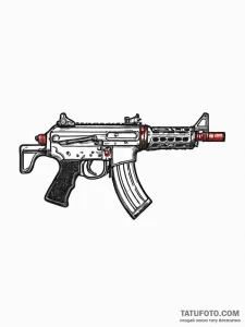 Machine gun, artistic tattoo sketch, on a cle... - эскиз тату (№1755714431_0, 20.08.2025 18:27) — Tatufoto.com