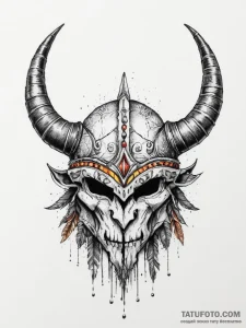 Tattoo sketch a fantasy barbarian's horned he... - эскиз тату (№1755714850_0, 20.08.2025 18:34) — Tatufoto.com