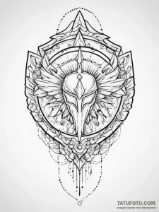 Tattoo sketch a spartan shield with an invert... - эскиз тату (№1755716082_0, 20.08.2025 18:54) — Tatufoto.com